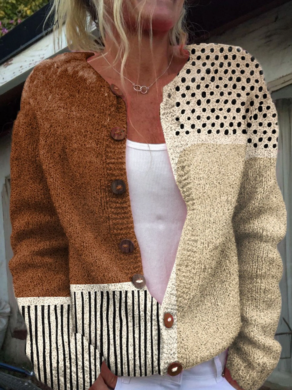 Solène | Cardigan à pois abstraits