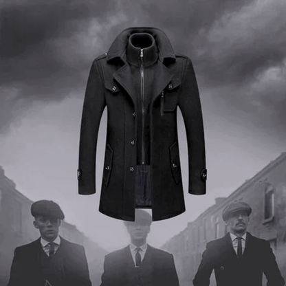 Manteau d'hiver WoolGuard Peaky Blinders | Trench-coat luxueux à double col pour homme