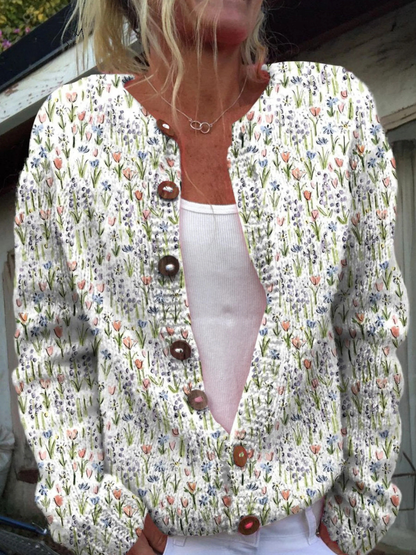 Céline | Cardigan à motif floral printanier