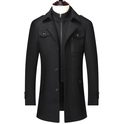 Manteau d'hiver WoolGuard Peaky Blinders | Trench-coat luxueux à double col pour homme