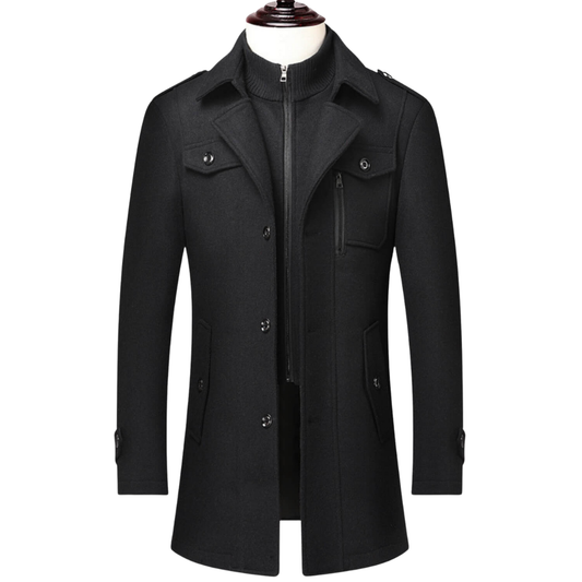 Manteau d'hiver WoolGuard Peaky Blinders | Trench-coat luxueux à double col pour homme