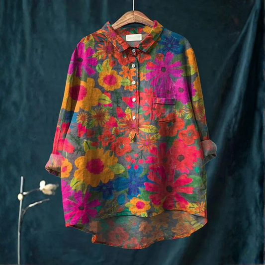 Violet™ - Chemise Artistique à Motif Végétal