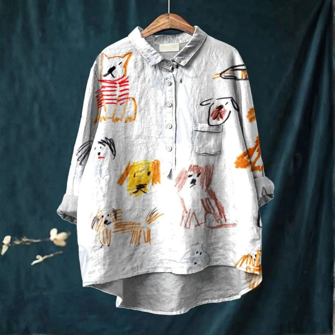 Bria™ - Chemise Artistique à Motif de Chien