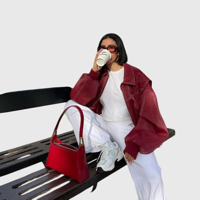 Faye™ - Veste en cuir surdimensionnée