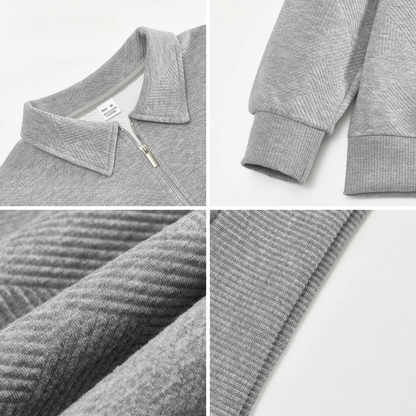 James™ - Pull Vintage à Design Géométrique avec Fermeture Éclair