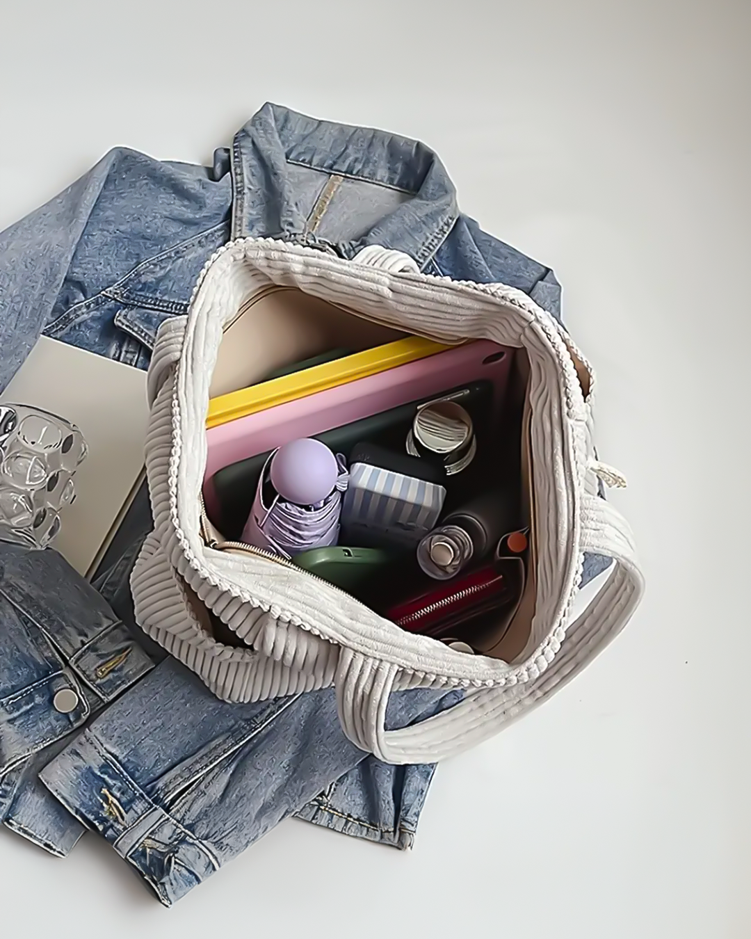 TILDA | SAC CABAS CÔTELÉ AVEC CORDON DE SERRAGE