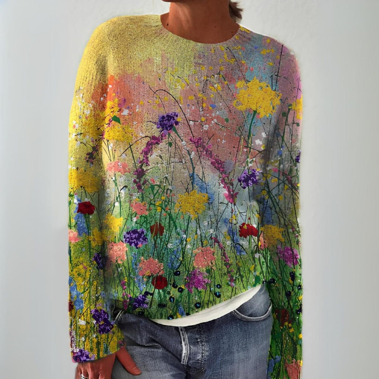 Marta | Pull douillet à motif floral artistique