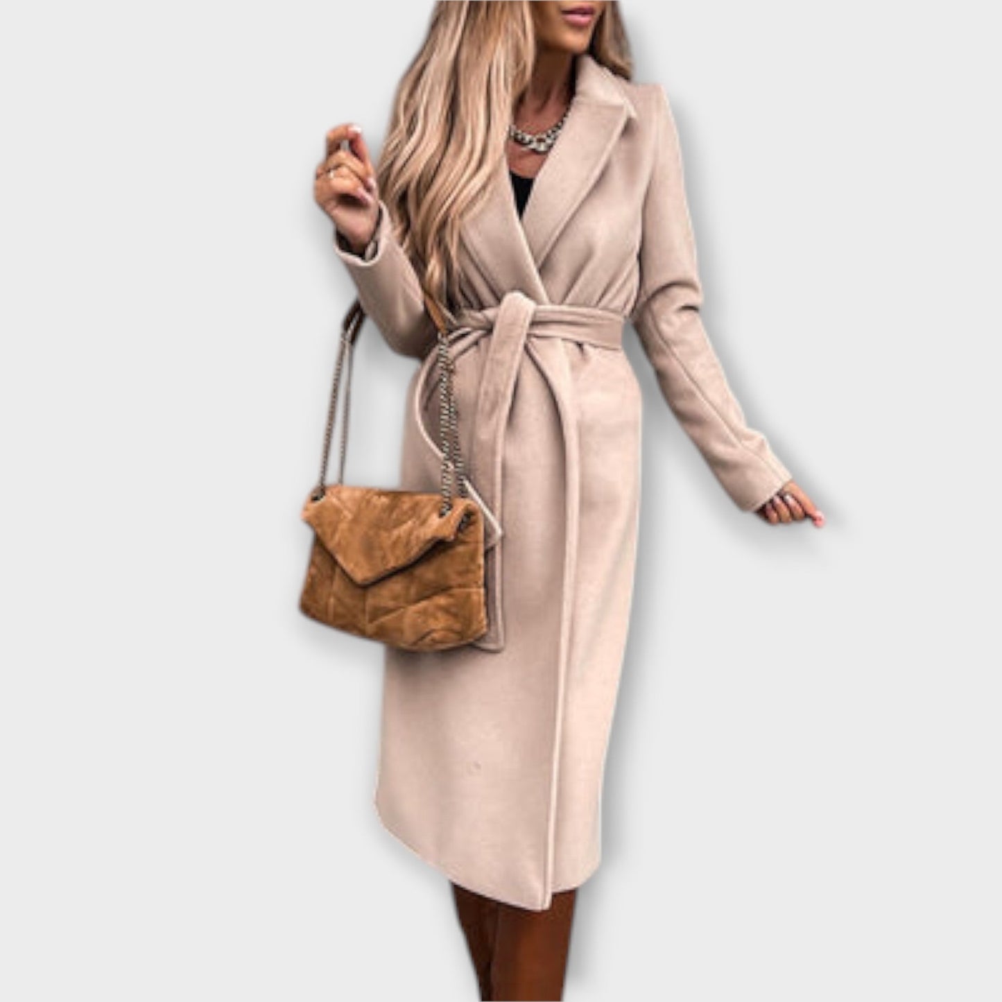 Eliza – Manteau long élégant avec ceinture à nouer