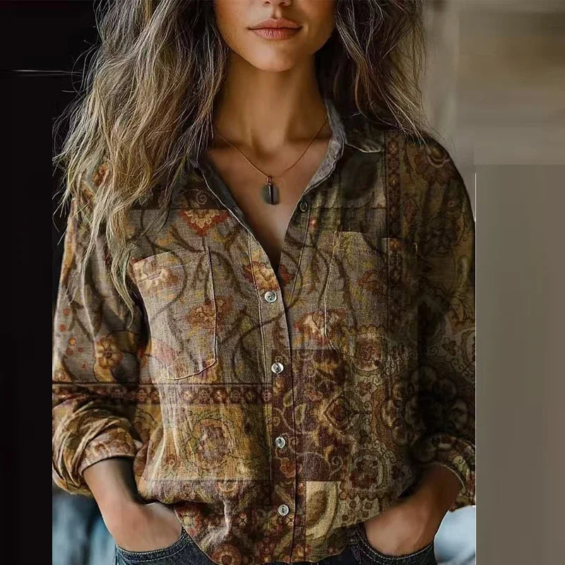 Mélusine - Blouse Vintage à Motifs Bohèmes