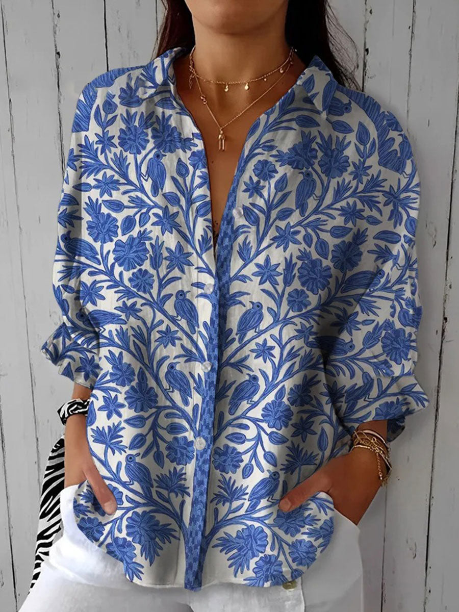 Frederikke | Chemisier de jardin bleu