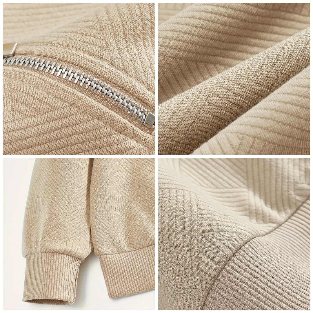 James™ - Pull Vintage à Design Géométrique avec Fermeture Éclair