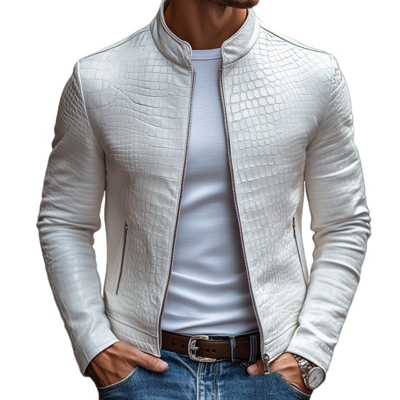 Ethan™ - Veste à col montant zippée au motif pierre élégant